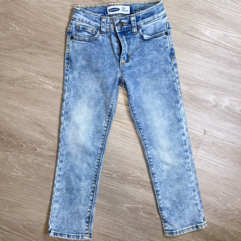 Old Navy boys sz 5 karate skinny flex max acid wash blue